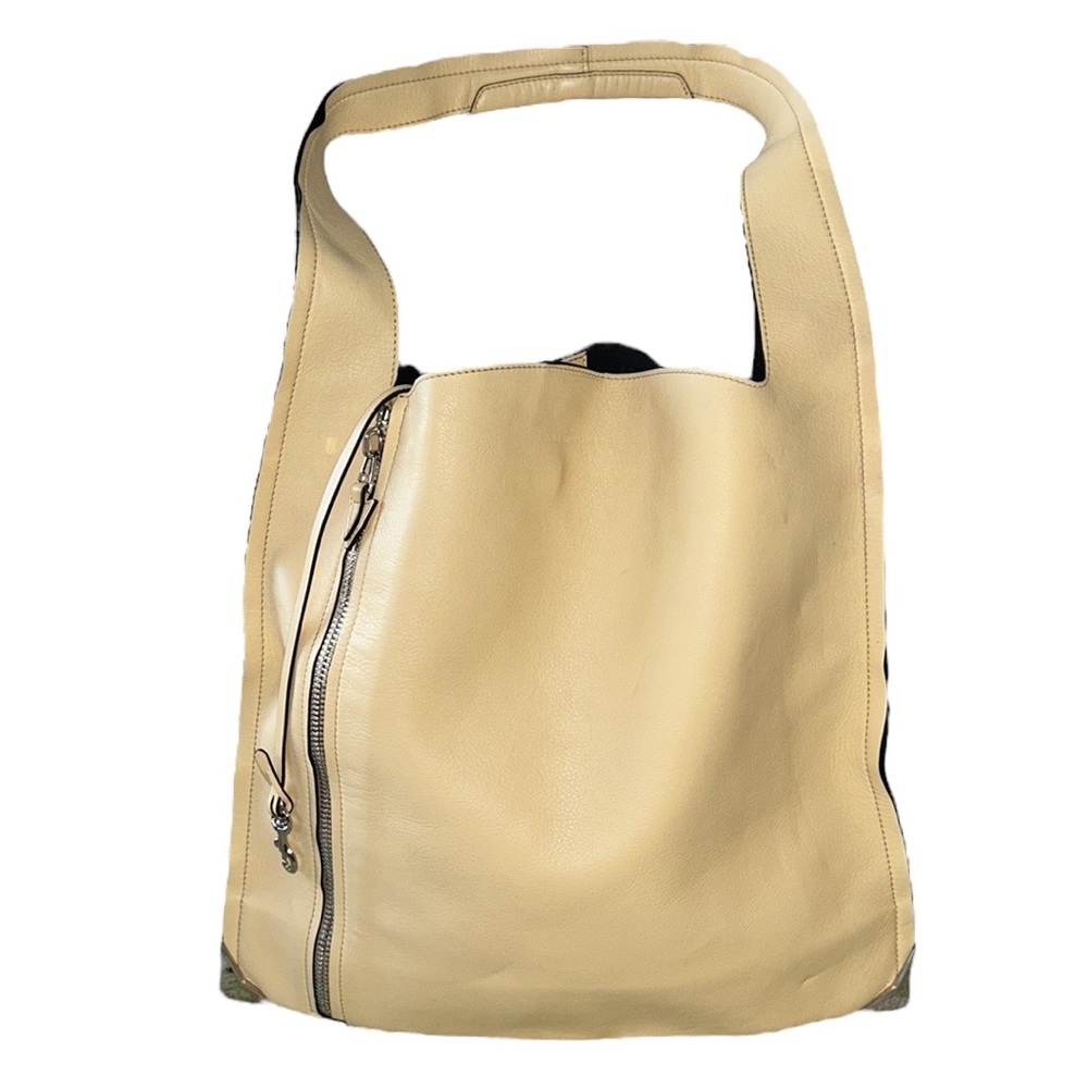 Elena Ghisellini Estia Leather Zip Embellished Hobo Shoulder Bag